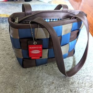 Harvey's seatbelt bag in blue and khaki. EUC